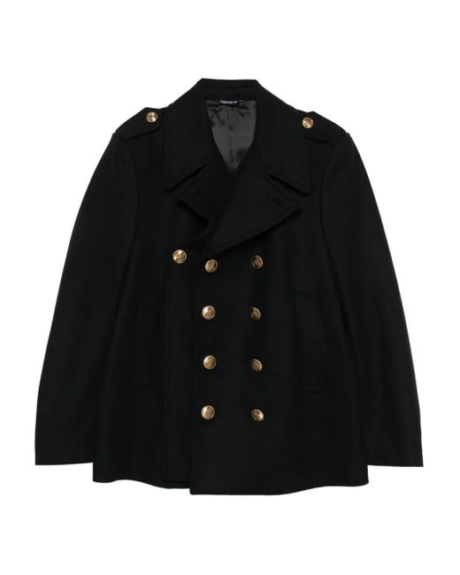 Dolce & Gabbana Black Button-Detail Peacoat for men