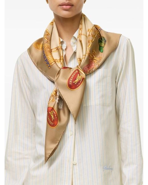 Burberry Metallic Check Charm Silk Scarf