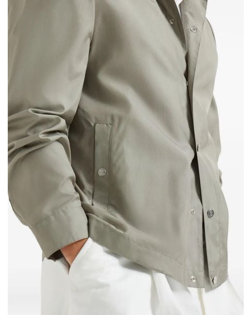Brunello Cucinelli Green Silk Blouson Jacket for men