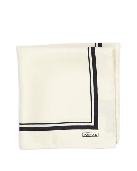 Tom Ford White Carré De Poche En Soie for men