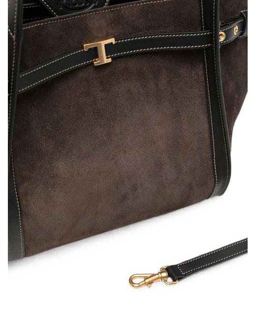 Tod's Black Small T Timeless Suede Bag