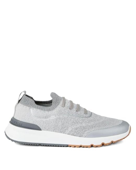 Brunello Cucinelli White Knitted Runners for men
