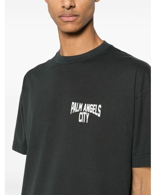 Palm Angels Black Washed Brand-print Cotton T-shirt X for men