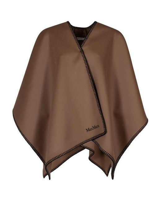 Max Mara Brown Wool And Cashmere Belted Cape