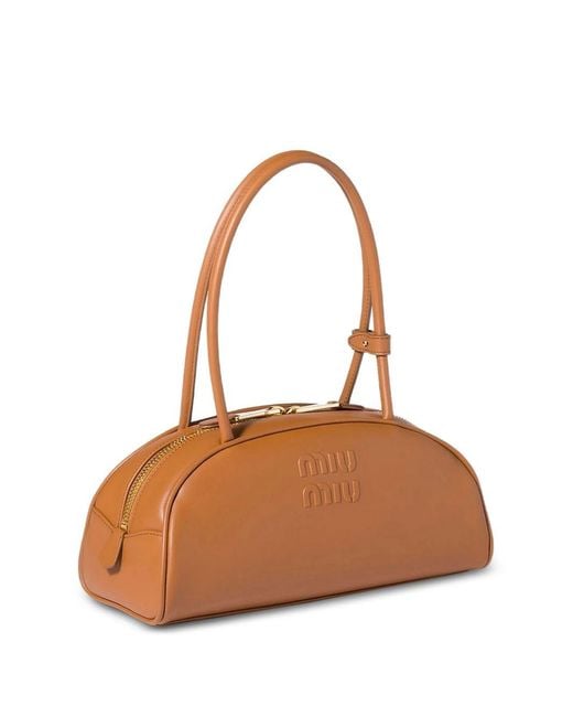 Miu Miu Brown Beau Softy Medium Leather Bag