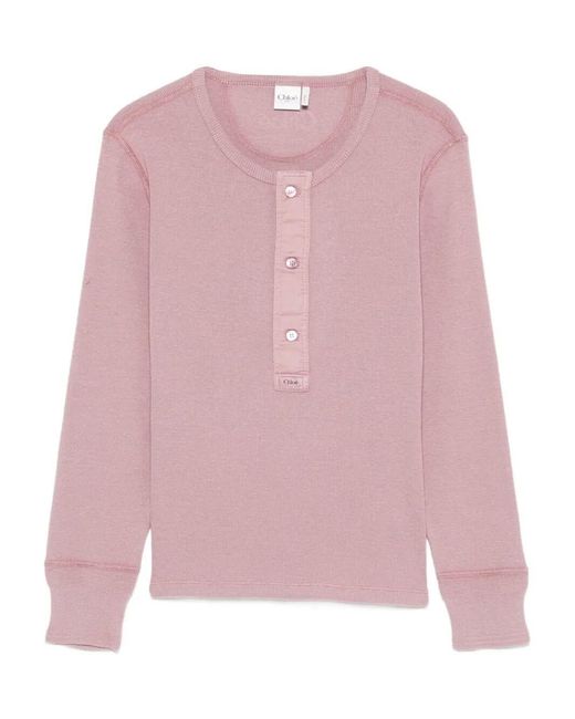 Chloé Pink Henley Cotton Top
