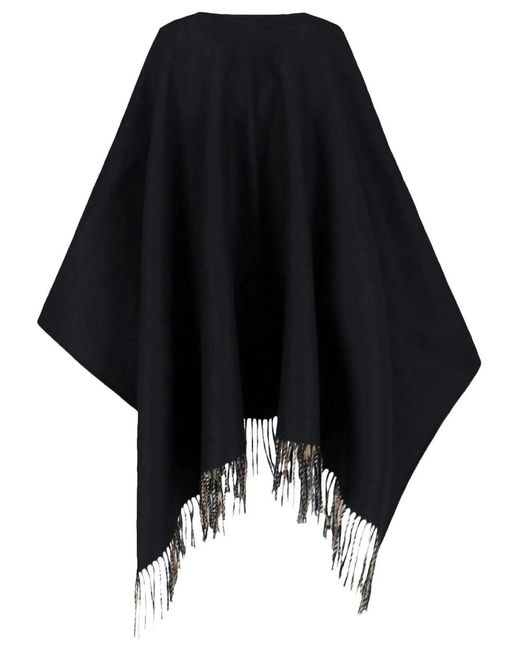 Burberry Black Reversible Check Wool Cape