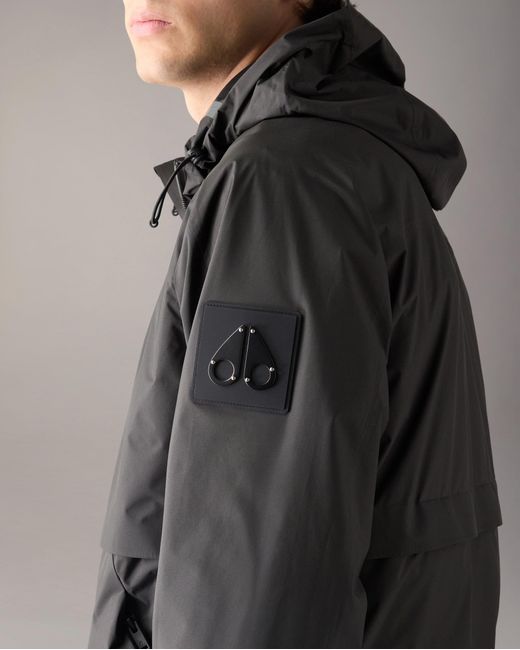 Moose Knuckles Black Knox Packable Rain Jacket for men