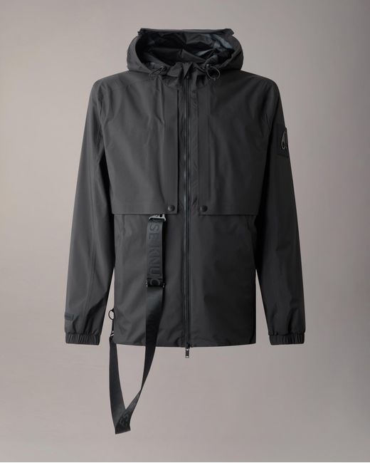 Moose Knuckles Black Knox Packable Rain Jacket for men