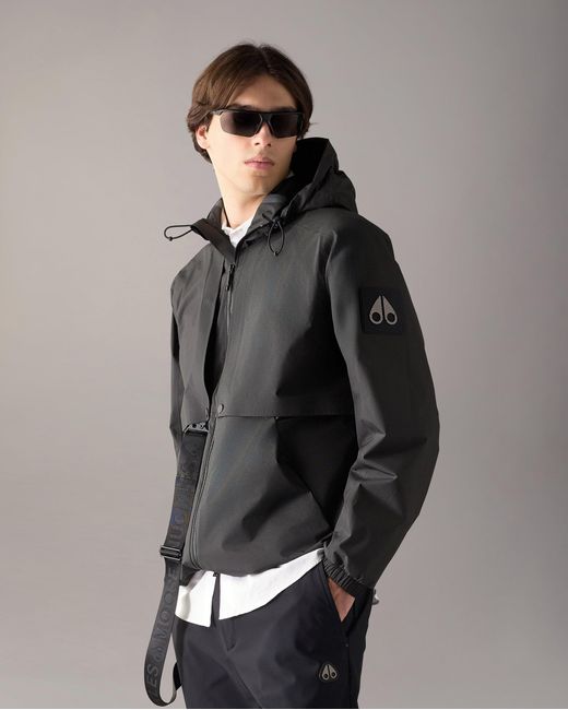 Moose Knuckles Black Knox Packable Rain Jacket for men