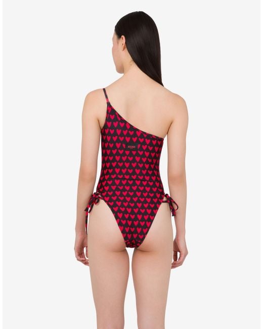 Moschino Red Printed Lycra One-Piece Swimsuit