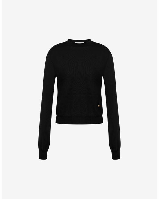 Moschino Black Wool And Silk Pullover Golden M