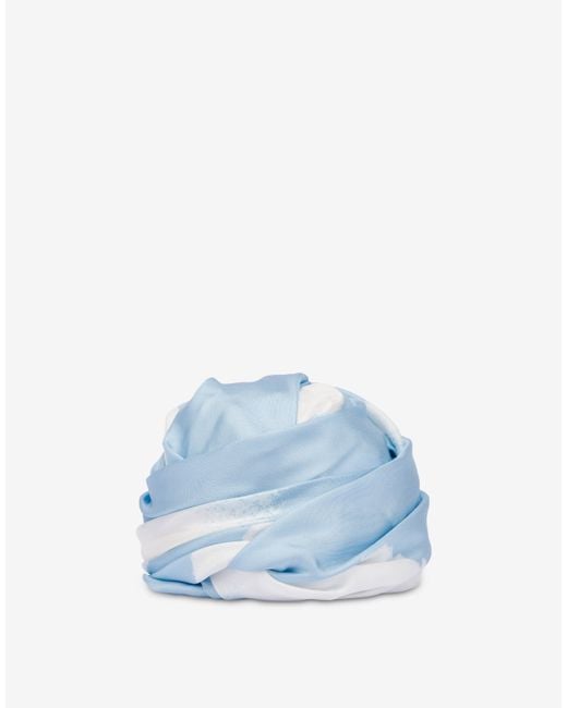 Moschino Blue Silk Twill Turban Archive Clouds