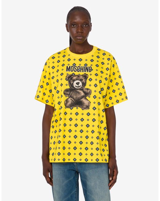 Moschino Yellow Teddy Bear Organic Cotton Jersey T-Shirt