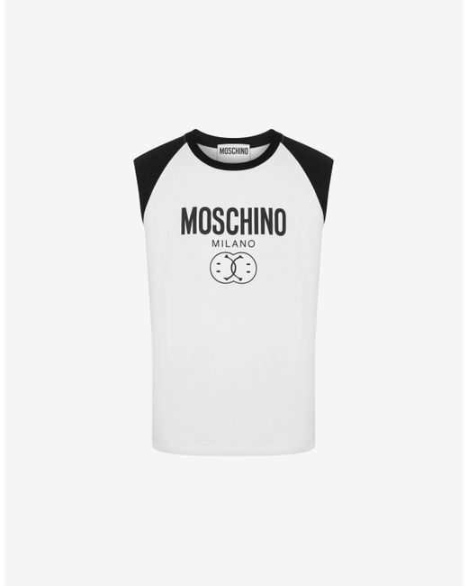 T-shirt Senza Maniche Double Smiley® di Moschino in White
