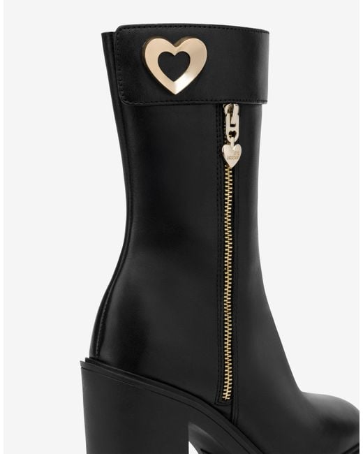 Love Moschino Black Calf Ankle Boots