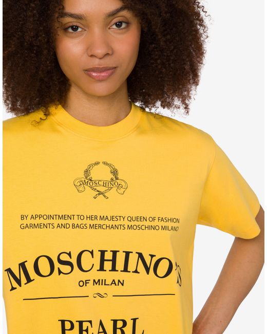 Moschino Yellow Printed Organic Cotton Jersey T-Shirt