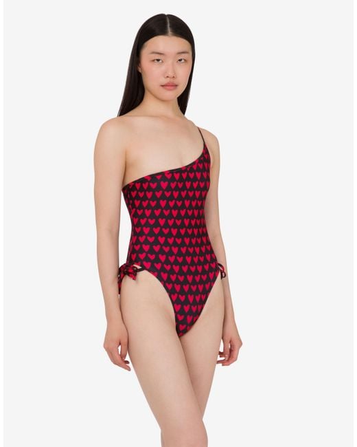 Moschino Red Printed Lycra One-Piece Swimsuit