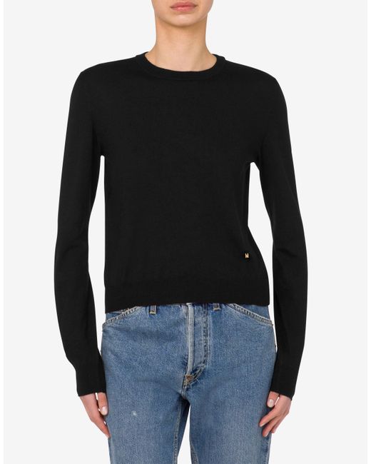 Moschino Black Wool And Silk Pullover Golden M