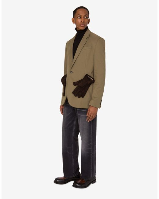 Moschino Green Cotton Diagonal Jacket for men