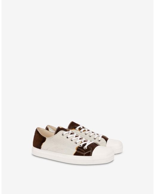 Moschino White Pony Skin Trainers for men