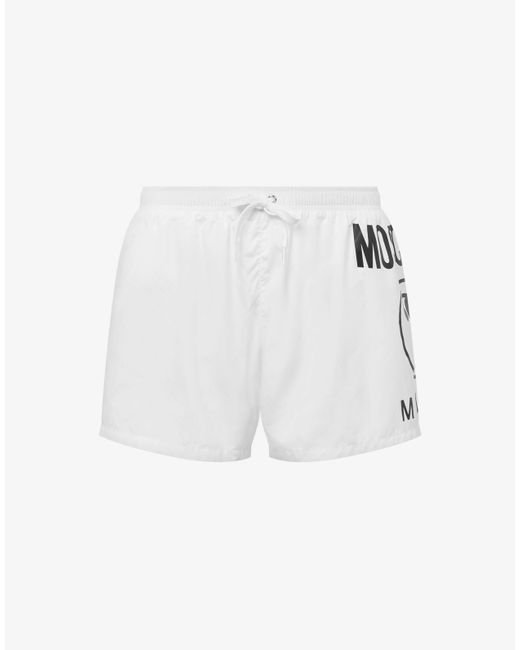 Boxer Mare Double Question Mark di Moschino in White da Uomo