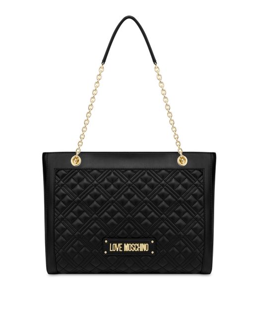 Moschino Black Quilted Shopper With Logo