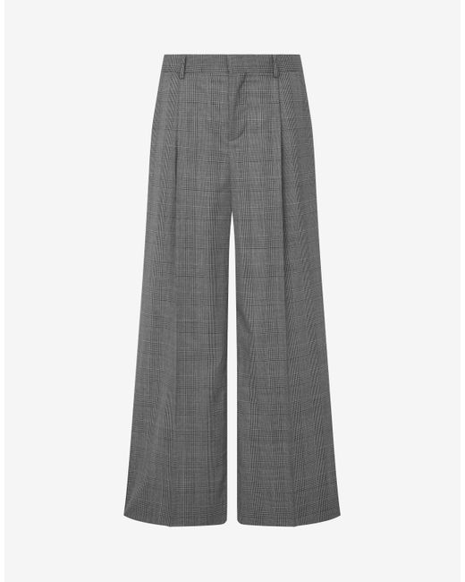 Moschino Gray Glen Plaid Wool Trousers