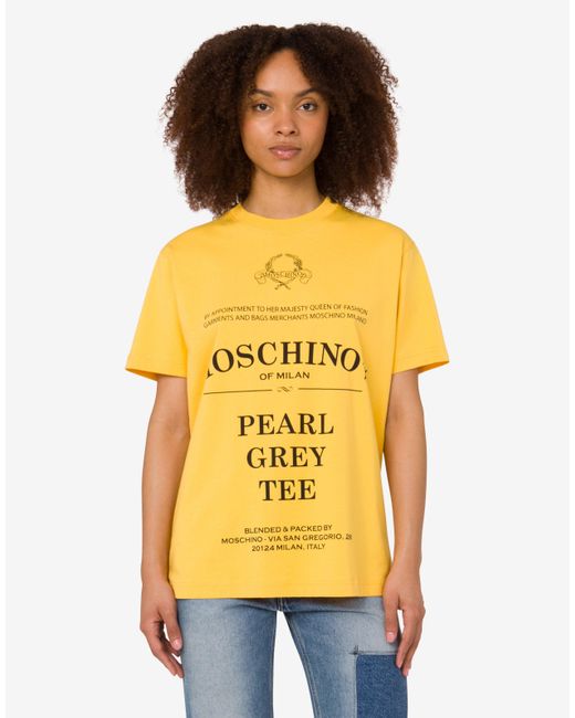 Moschino Yellow Printed Organic Cotton Jersey T-Shirt