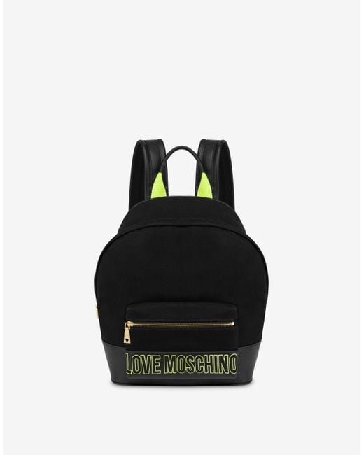 Moschino Black Free Time Canvas Backpack