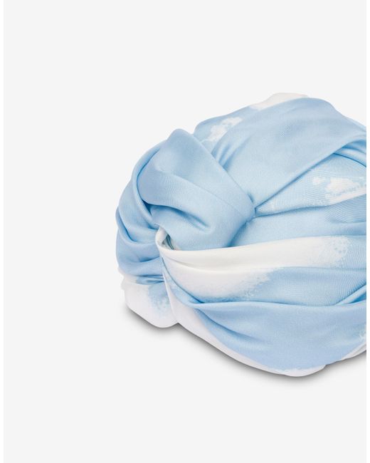 Moschino Blue Silk Twill Turban Archive Clouds