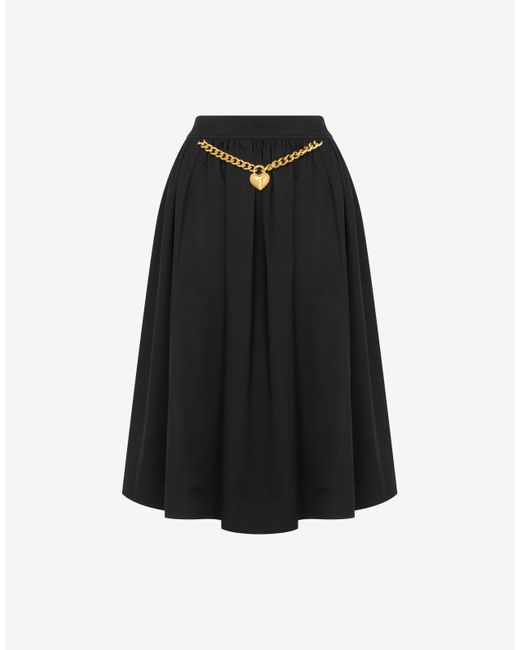 Moschino Black Heart Lock Cotton Cloth Skirt