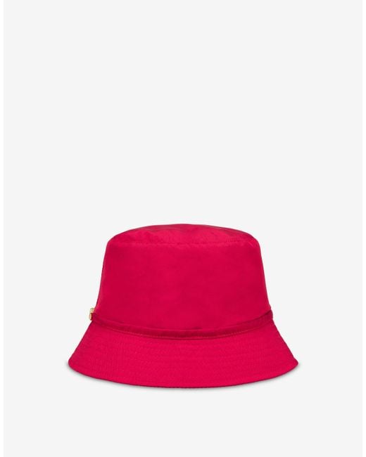 Moschino Pink Lettering Logo Bucket Hat