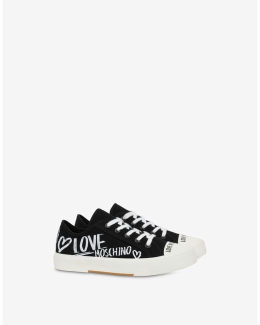Moschino White Hohe Sneakers Aus Canvas Pop Love