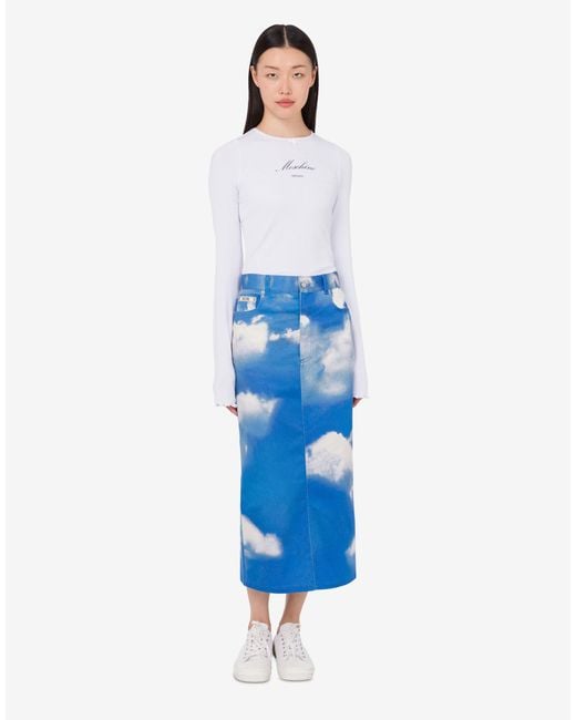 Moschino Blue Archive Clouds Cotton Bull Skirt
