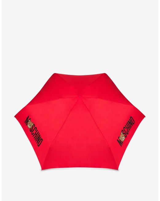 Moschino Red Ultra-mini Teddy Logo Umbrella