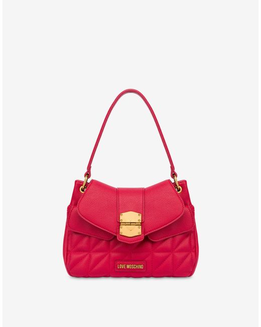 Moschino Red Click Heart Hobo Bag