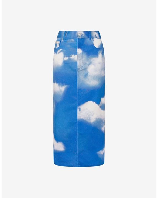 Moschino Blue Archive Clouds Cotton Bull Skirt