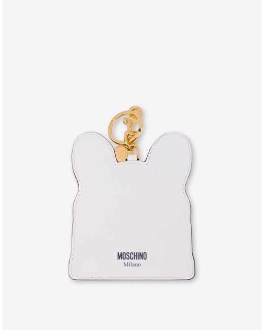 Moschino White Printed Keychain