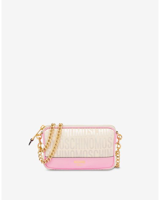Moschino Pink Allover Logo Small Shoulder Bag
