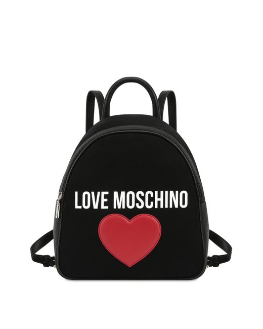 Love Moschino Black Patched Heart Backpack