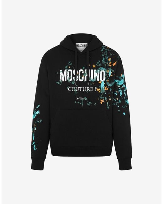 Moschino Black Sweatshirt Mit Kapuze Painted Effect