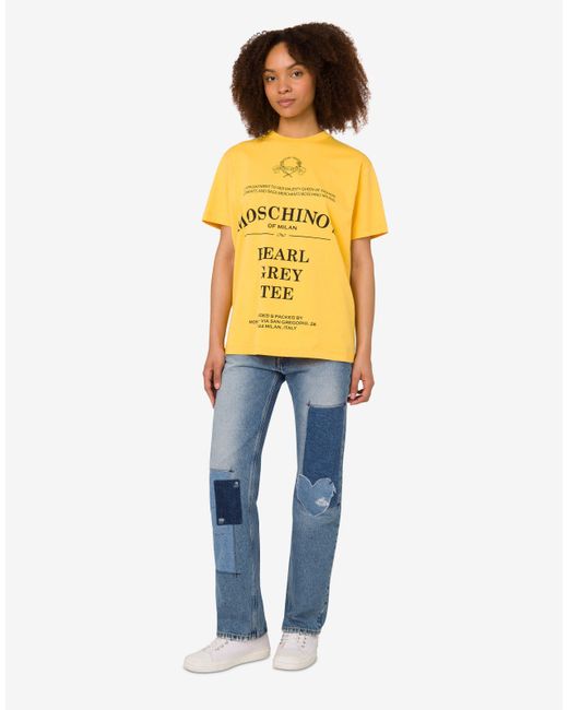 Moschino Yellow Printed Organic Cotton Jersey T-Shirt