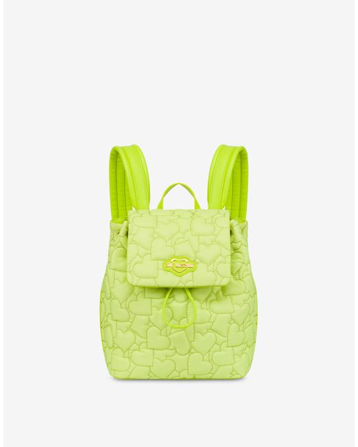 Moschino Green Puffy Heart Quilted Backpack