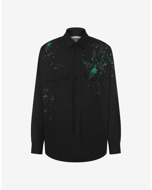 Camicia In Popeline Painted Effect di Moschino in Black