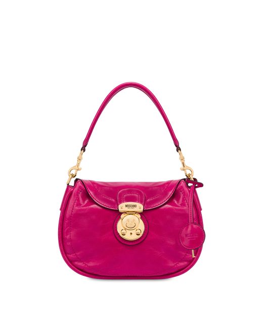 Moschino Teddy Lock Calfskin Hobo Bag in Fuchsia (Pink) | Lyst UK
