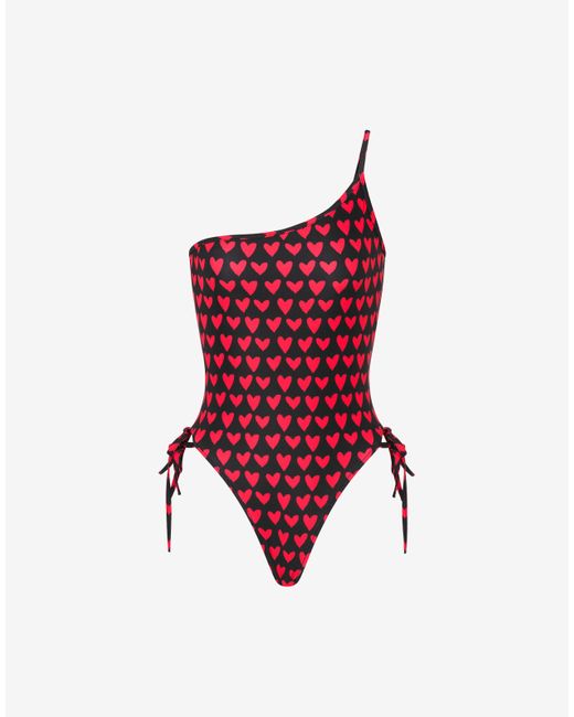 Moschino Red Printed Lycra One-Piece Swimsuit