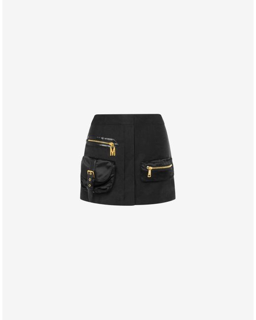 Moschino Black Nylon Bags Heavy Satin Miniskirt
