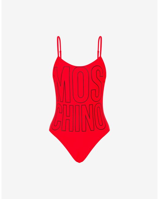 Moschino Red Printed Lycra One-Piece Swimsuit
