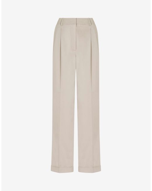 Moschino White Stretch Cotton Canvas Trousers